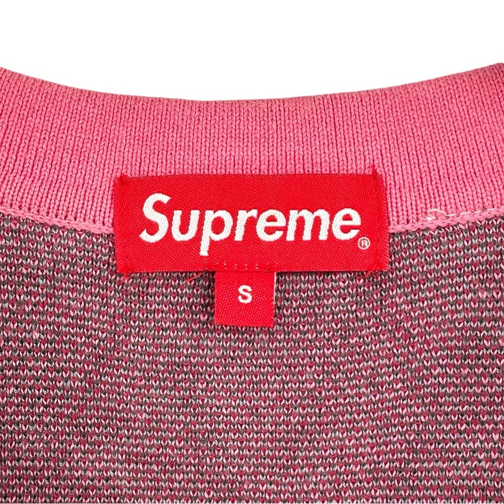 [sold] Supreme FW21 Pink Argyle Polo Quarter Zip Knit Short Sleeve Polo Sweater - Picture 5 of 7